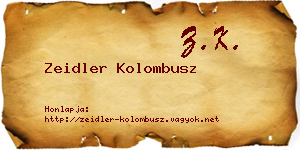 Zeidler Kolombusz névjegykártya